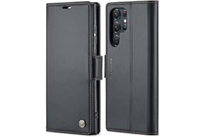 SINIANL Samsung Galaxy S22 Ultra Wallet Case with RFID Blocking, Galaxy S22 Ultra Case Wallet for Men Women Card Holder Magnetic Clasp Kickstand Leather Book Folio Case for Galaxy S22 Ultra Black