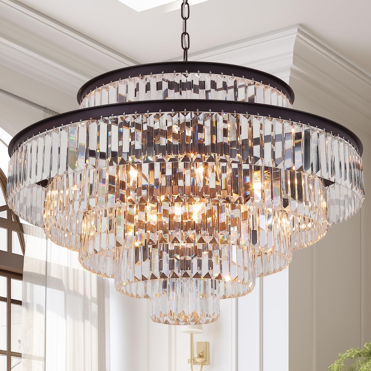 Photo 1 of *MINOR DAMAGE - USED*
GMlixin 6-Tier Large Gold Crystal Chandeliers 31" Modern Luxury Chandeliers for Staircase K9 Crystal High Ceiling Chandelier 17-Light Round Hanging Pendant Light Fixture for Living Room Entryway Foyer