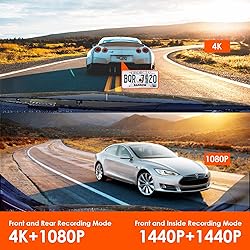 Vantrue N4 3 Channel Dash Cam, 4K+1080P Front and