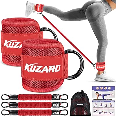 Kuzaro Ankle Resistance Bands with Cuffs 10 20 30 Lbs Glutes Training