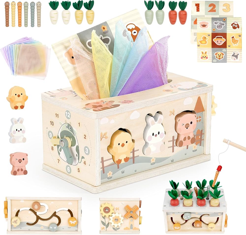 Vanplay 6 in 1 Montessori Wooden Toy Cube for 1 Year Old Baby