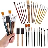 Artlicious Craft Paint Brushes Set for Kids, Acrylic Painting, 30 Pack | Art &amp; Classroom, Acrylic Brushes, Watercolor Painting, Fabric Crafts, Bulk Pack, Assorted Sizes