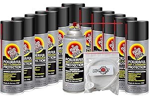 Fluid Film BLACK (12 Aerosol Cans) with DU-MOST 2' Extension Hose & Nozzle, Long Lasting Corrosion Prevention, Penetrant & Lubricant, Marine, Automotive & Snow-Handling Vehicles Undercoating, 11.75 Oz