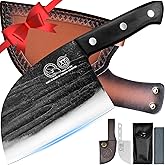 XYJ Authentic Since 1986,6 Inch Serbian Chef Knife With Sheath,Handmade Forged Ancient Outdoor Camping Kitchen Butcher Knife,Vegetable Cooking Meat Knives,Full Tang