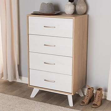 Amazon Com Baxton Studio 4 Drawer Chest In Whitewashed Finish