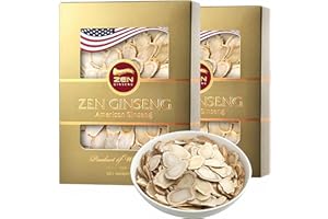 ZEN GINSENG 2 Boxes of American Wisconsin Ginseng Slices - Improved Energy, Performance, & Mental Health for Men & Women. Total 8 Oz.