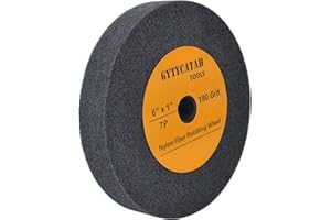GYTYCATAH Deburring Wheel, Nylon Fiber Polishing Wheels, Abrasive Silicon Carbide Bench Buffing Grinder Wheel, Dia 6" x 1" Thickness x 3/4" Arbor, 180 Grit, 7P