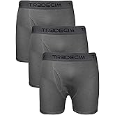 TREDECIM Men's 100% Organic Cotton Rib Boxers Briefs Underwear 3-Pack