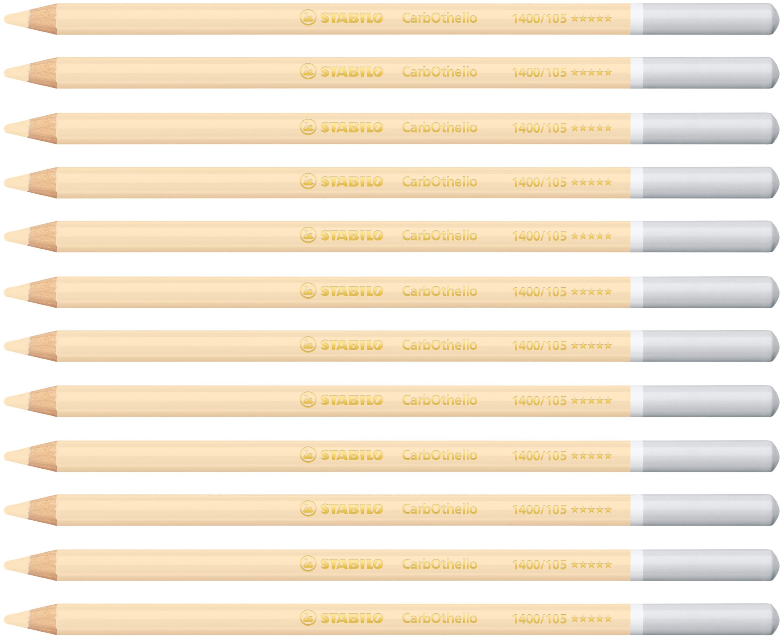 STABILO CarbOthello - Chalk-Pastel Pencil - Pack of 12 - Ivory
