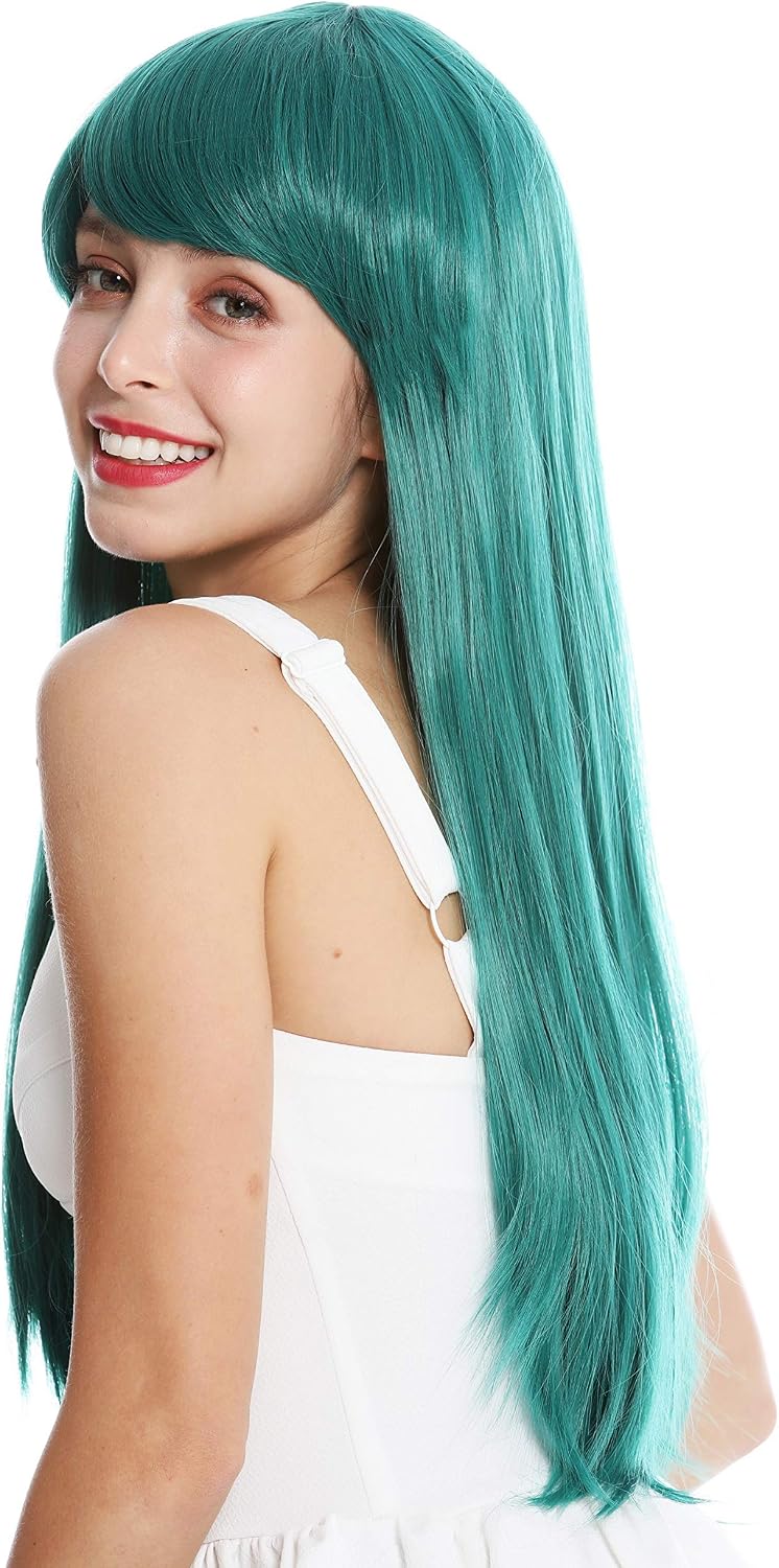 WIG ME UP, YZF-41062-BD women's quality wig Cosplay long sleek fringe parted dark turquoise green, Turquoise green (BD) - Image 4