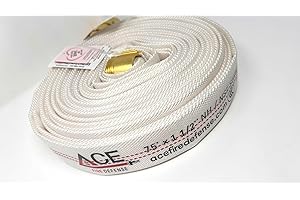 ACE FIRE PREPAREDNESS Fire hose 75' x 1.5" New Improved single jacket lay flat attack fire hose TPU lined brass plated coupling NH NST Thread