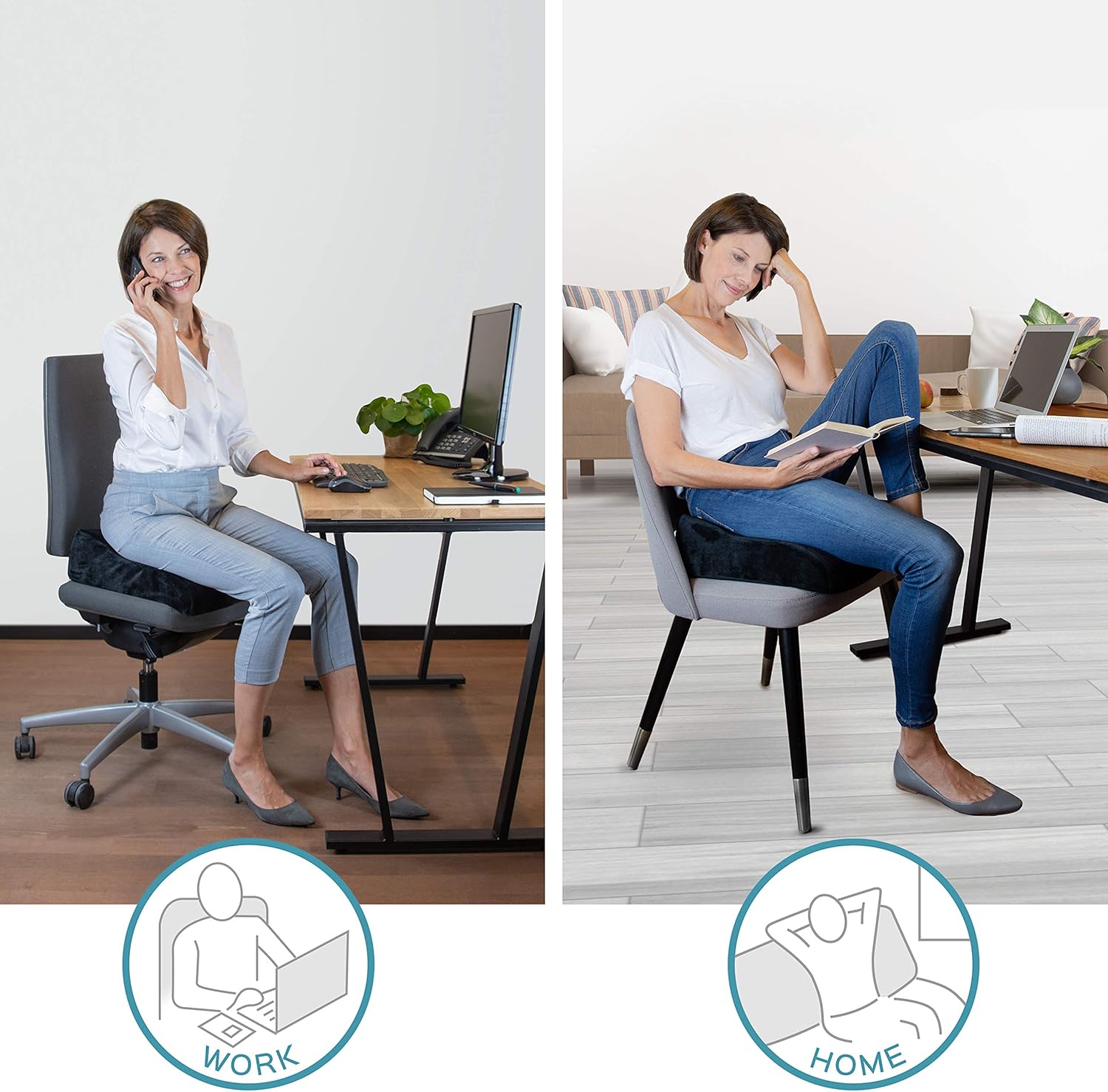 bonmedico Raiser Booster Seat Cushion - Home Office Foam Chair Cushion, Ergonomic Wedge Cushion with High Seating Comfort, Booster Seat to Support Standing Up: Home & Kitchen