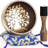 Hihealer Singing Bowl, Authentic Tibetan Sound Bowl for Yoga | Handcrafted Bronze Meditation Singing Bowls, Nepal Chakra Bowls Set, Healing Spiritual Gifts for Women