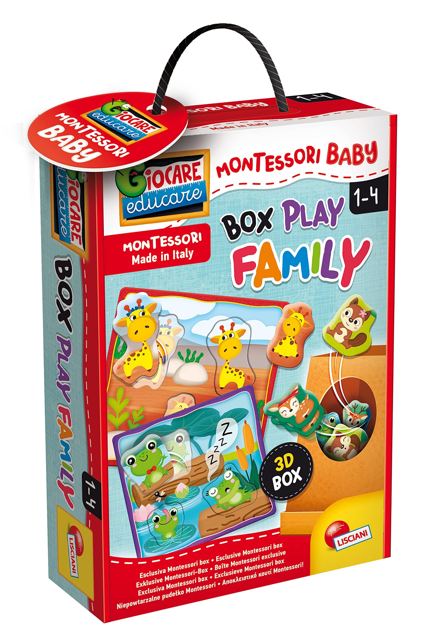Liscianigiochi 92727 Montessori Baby Box Play Family-Educational Game for Children from 2 years-92727, Multicolor