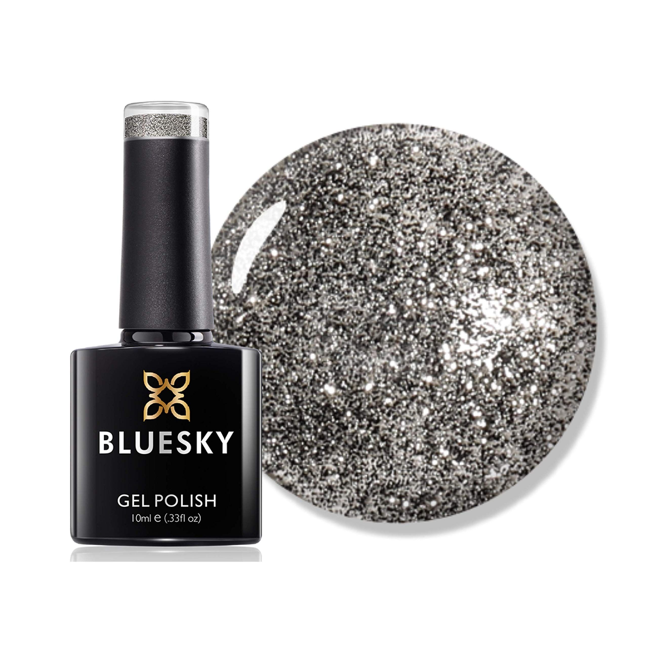 Bluesky Gel Nail Polish, Autumn/Winter 2020 Collection - Himalaya Aw2024, Silver Glitter, Grey, Long Lasting, Chip Resistant, 10 ml (Requires Drying Under UV LED Lamp)