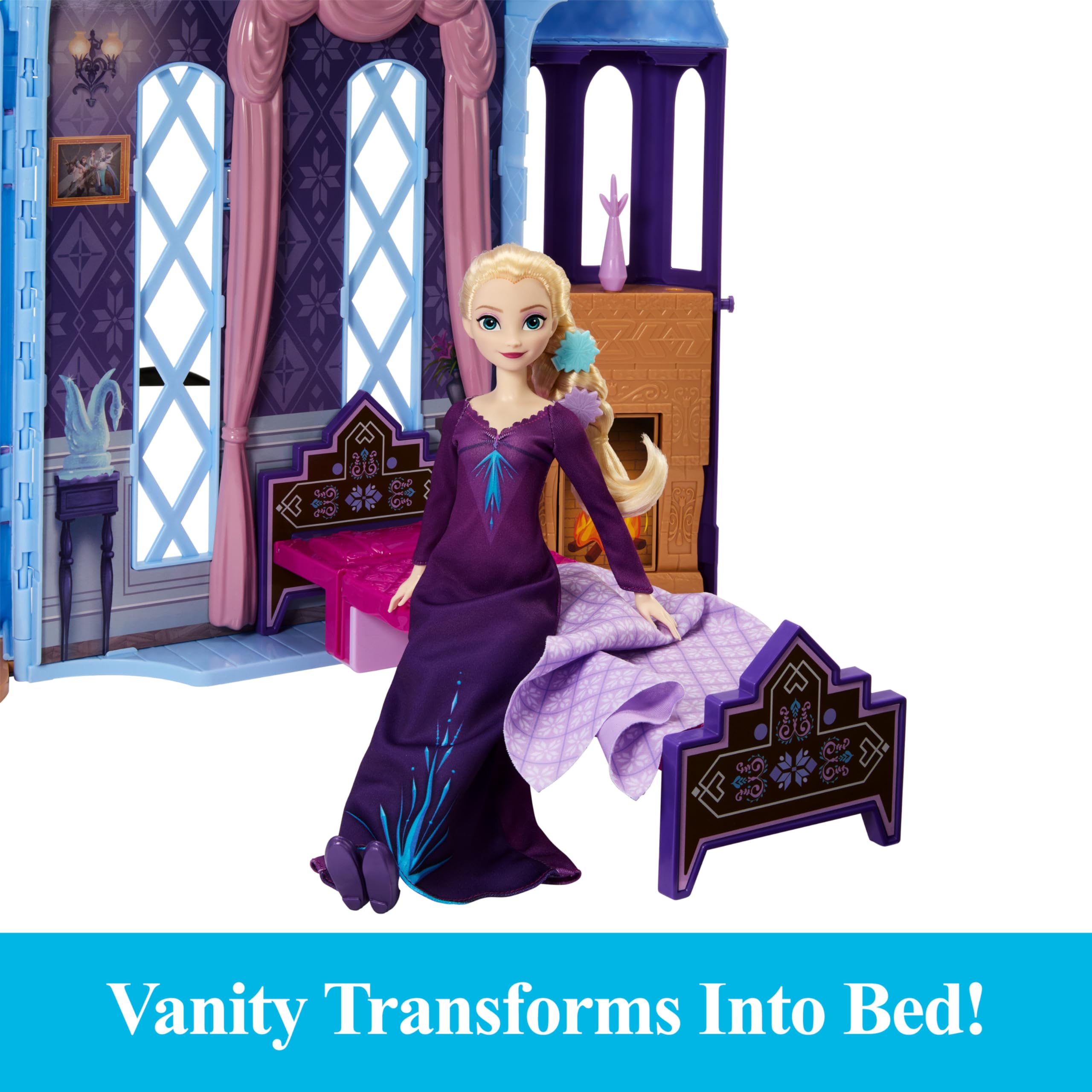 Mattel Disney Frozen Dolls & Doll House, Ultimate Arendelle Adventure Portable Castle (2+ ft) with 3 Fashion Dolls, Olaf Figure & 25+ Accessories