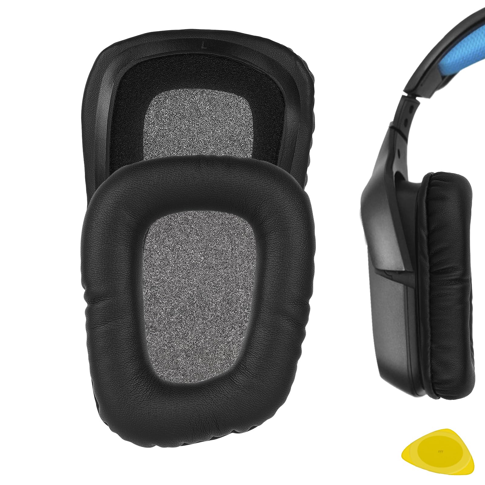 Geekria Replacement Ear Pads for Logitech G930, G430, G432, G332, G35, F450 Headphones Ear Cushions, Repair Parts (Black)