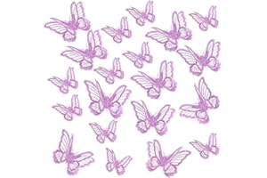 SYHOOD 20 Pieces 2 Sizes Butterfly Patches Butterfly Lace Applique Embroidery Double Layers Organza Patches Applique for Wedding Bridal Dress Sewing Craft DIY Clothes Hair(Purple)