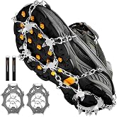 Crampons Ice Cleats Traction Snow Grips for Boots Shoes Women Men Anti Slip 19 Stainless Steel Spikes Safe Protect for Hiking Fishing Walking Climbing Mountaineering