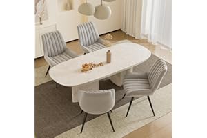 Daluvenix Mid Century Modern Dining Chairs Set of 4, Soft Cushion Upholstered Fabric, Light Grey