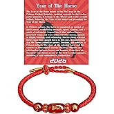 New Year of Horse Rope Beaded Bracelets, Luxurious 2026 Chinese Spring Festival With Gift Card Box Chinese Zodiac Animal Origin Adjustable String Charm Good Luck Handwoven Braided Corded Jewelry Gifts for Women Men