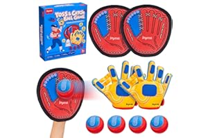 JoyCat Toss and Catch Ball Game with 2 Gloves for Kids & 2 Paddles for Adult or Kids, Outdoor Toys for Family Camping, Beach 