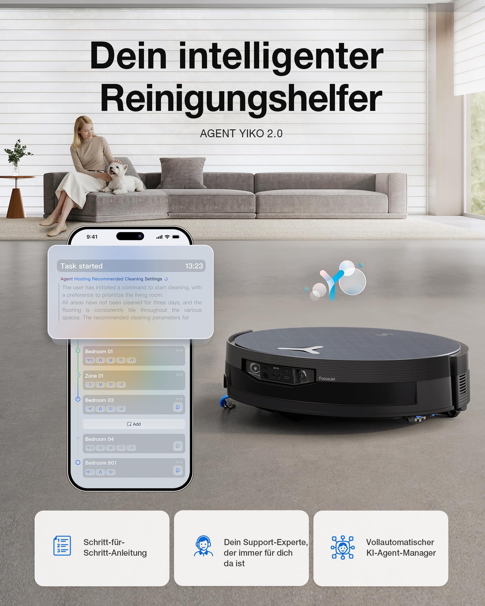 ECOVACS Saugroboter mit Wischfunktion X12 OMNICYCLONE Care Complete 9