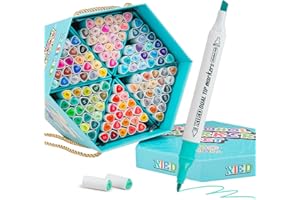 XIEED Alcohol Markers, Premium 120-Color Hexagonal Set with Gift Box for Students, Adults & Artists in Coloring & Drawing (Fi
