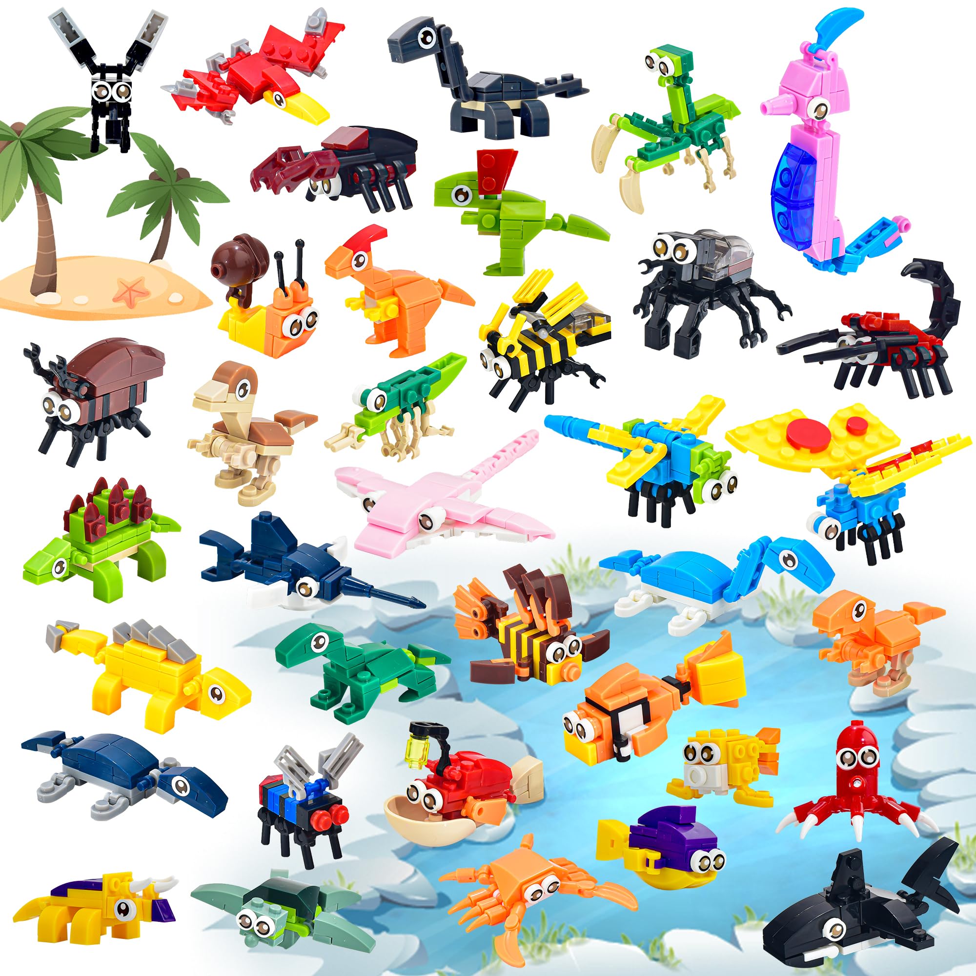 Photo 1 of CASRRA 36 Packs Small Animal Mini Building Blocks Set Party Favors for Kids 4-8, Goodie Bags Stuffers for Kid, Prize Box Toys for Kids Classroom