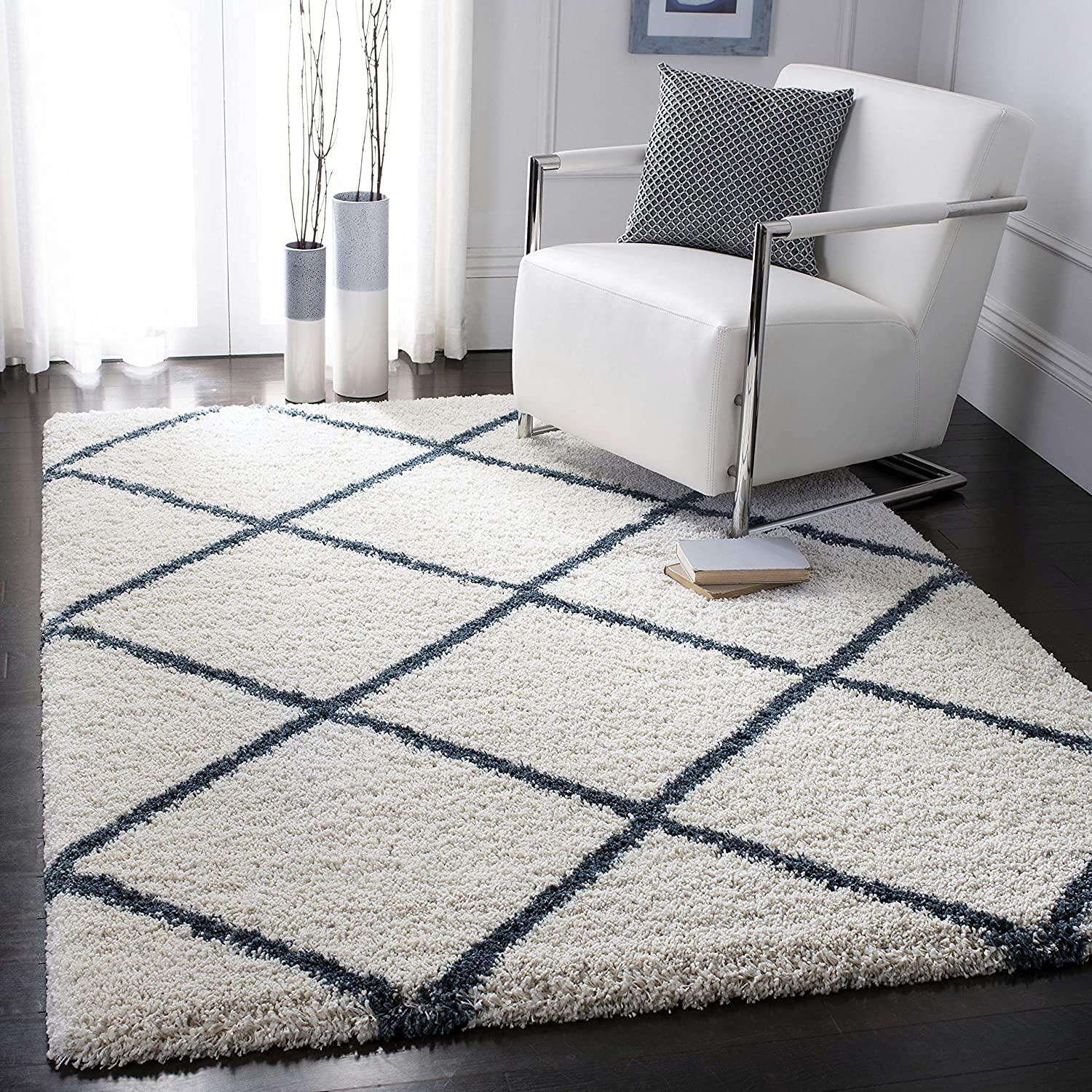 Buy Mahi Carpet Contemporary Shaggy Rugs for Living Room (Ivory