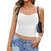Avidlove Camisole Tops for Women Cowl Neck Ruched Going Out Trendy Cami Crop Top Summer Y2K Spaghetti Strap Tank Tops