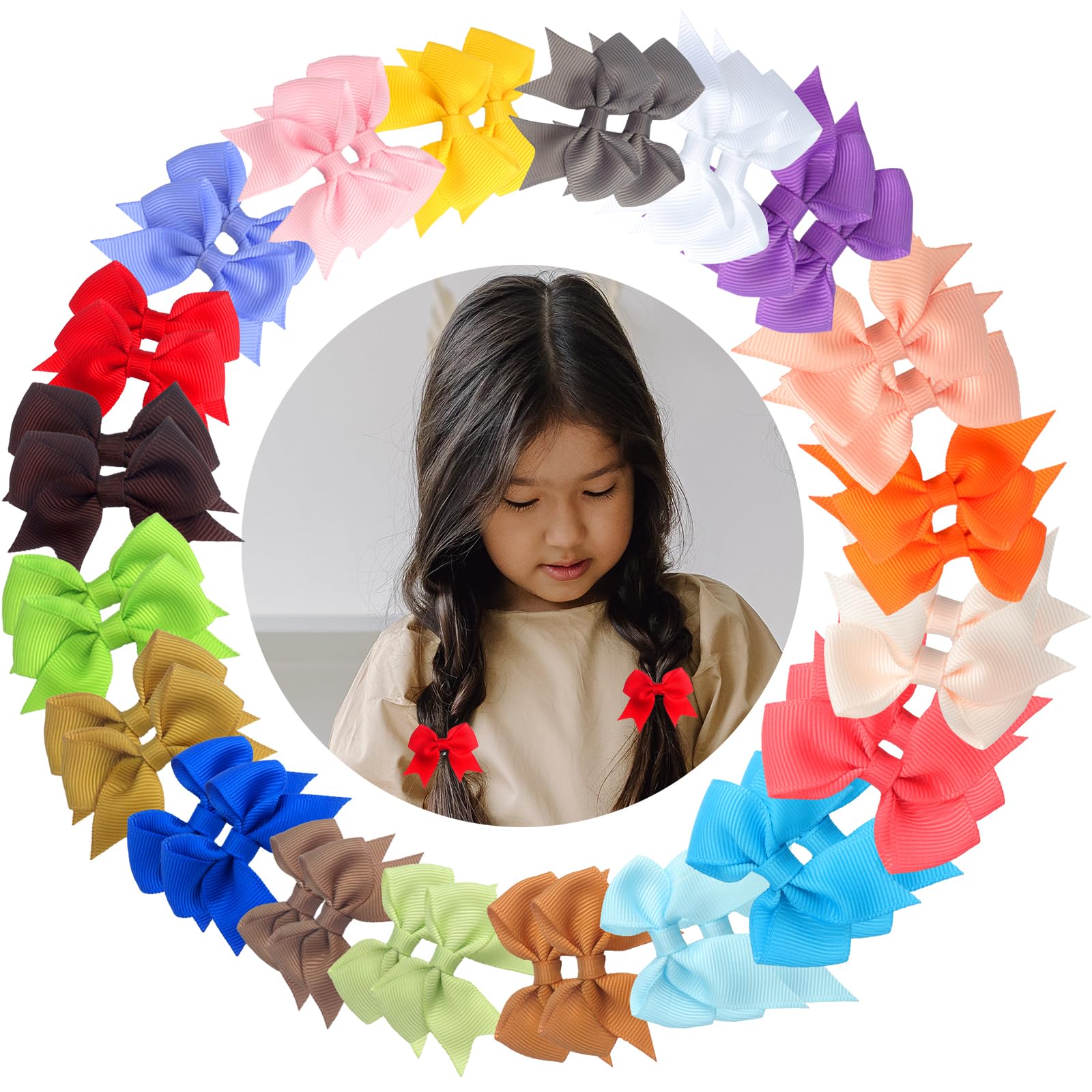 Roellgs 40pcs 2Inches Baby Girls Hair Bows Alligator Clips Grosgrain Ribbon Hair Barrettes Hair Accessories for Kids Toddlers Infants