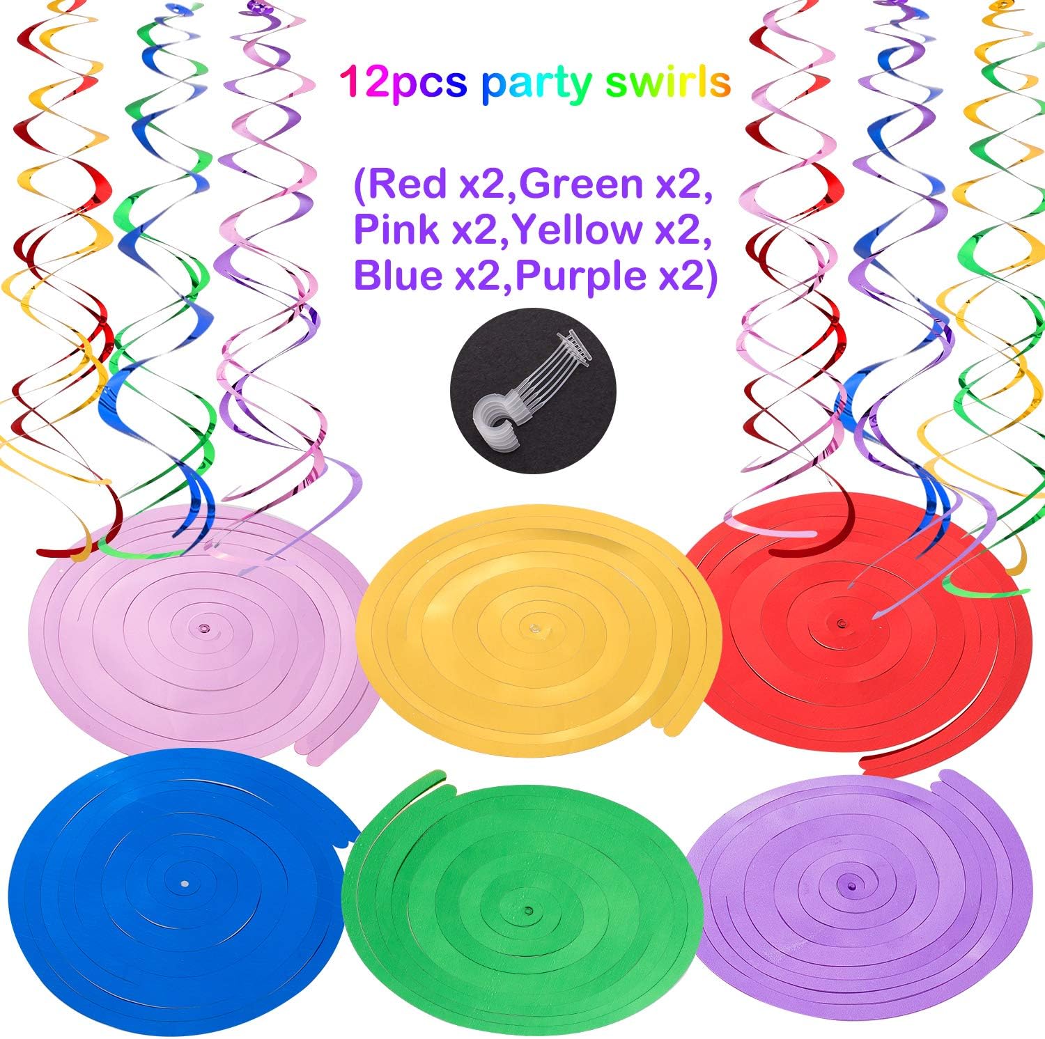 Whaline 28Pcs Colorful Birthday Decorations, Fiesta Hanging Paper Fans,Hanging Swirl,Polka Dot String,Pom Poms Flowers,Happy Birthday Banner,Paper Garland for Birthday Wedding Decor Mexican Party: Toys & Games