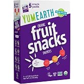 YumEarth Organic Assorted Flavor Fruit Snacks, 0.7oz (Pack of 5) | Snack Packs, Allergy Friendly, Gluten Free, Non-GMO, Vegan, Dye Free