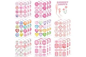 Simpeak Happy Mother's Day Stickers, 288 Pcs Self-Adhesive Gift Tags Floral Mother's Day Labels, Round Cute Stickers Decal Gi