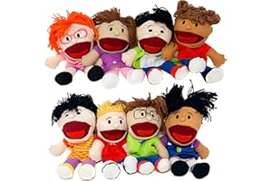 PODZLY 8 Hand Puppets for Kids - Plush Multiculturalism Puppeteering Set with Movable Mouths, Create Silly Puppet Shows That Foster Learning and Laughter