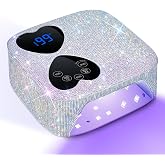 UV LED Nail Lamp Cordless, HUITINE 80W Rechargeable UV Light for Gel Nails | Professional Gel Light Dryer with 5 Timers &amp; Mirror Base, Sparkling Rhinestones Diamond Curing Lamp for Salon &amp; Home