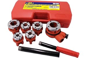HFS(R) Ratchet Pipe Threader Kit - Ratcheting Pipe Threading Tool Set with 6 Dies (1/4",3/8", 1/2", 3/4",1", and 1-1/4")