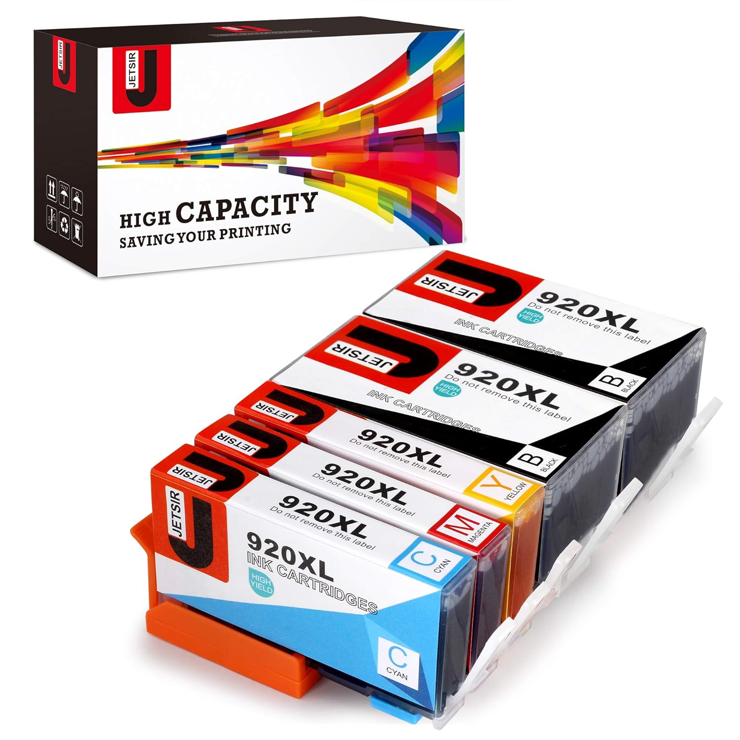 Amazon.com: JetSir Replacement for HP 920 XL Ink Cartridge 5 Pack, Work with  HP Officejet 6500 6500A 7500 7000 6000 7500A E709a E710a Printer: Office ...