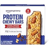 Amazon Grocery, Protein Chewy Bars, Peanut, Almond &amp; Dark Chocolate Flavor, 7.1 oz, 5 ct (Previously Happy Belly, Packaging May Vary)
