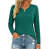 MAGCOMSEN Women's Long Sleeve Shirts V Neck Cotton Basic Tee Soft Breathable Casual Tops Cassic-Fit T-Shirt