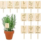 Whaline 24Pcs Wooden Plant Labels Sign Planted Herb Markers Garden Labels with Printed Herb Name Indoor Outdoor Garden Stakes Nursery Plant Tags Gardens Decoration Gift, 12 Styles