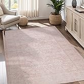 Dotiiorug 5x7 Washable Area Rugs Vintage Boho Floral Rug for Living Room Bedroom, Non Slip Low Pile Carpet 106 Pink