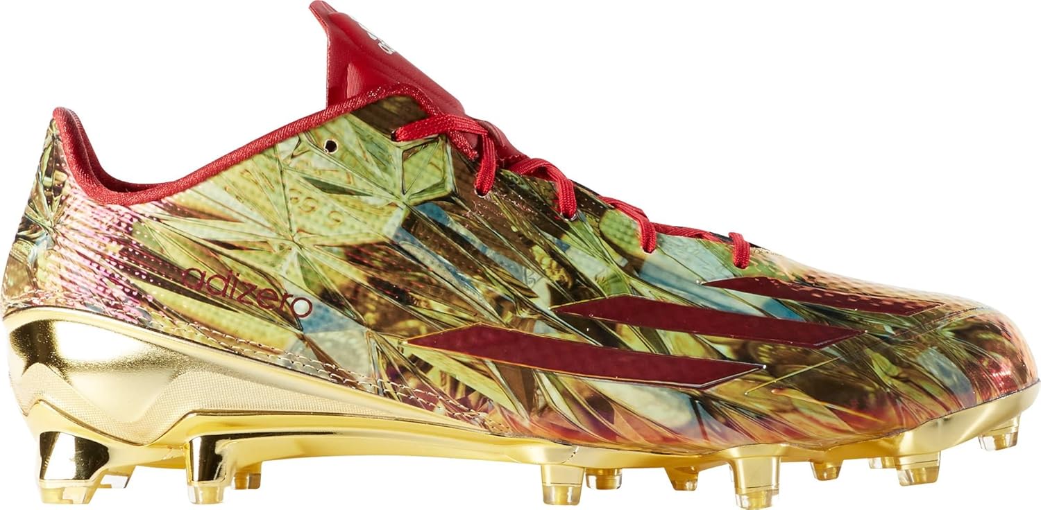gold and red football cleats