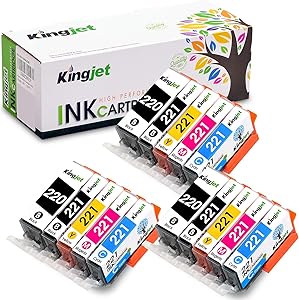 Kingjet Compatible Ink Cartridge Replacement for PGI-220 CLI-221 Work with PIXMA IP3600 IP4600 IP4700 MX860 MX870 MP560 MP620 MP620B MP640 MP980 MP990 PMFP1 PMFP3 SFP1 SFP2 Printer, (3SET)
