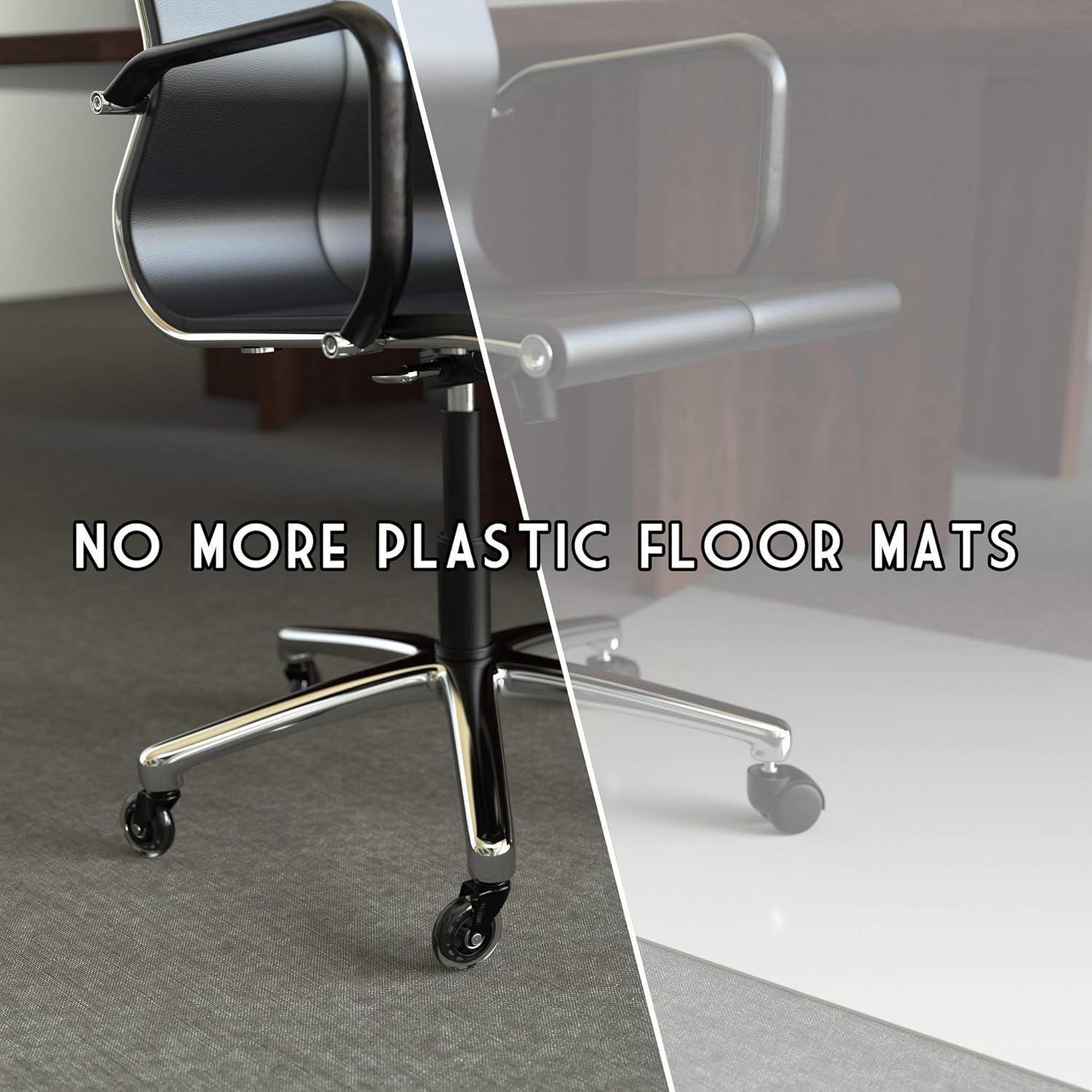 SunnieDog Ergonomic Office Chair Wheels Roll Just As Smooth On Day 1000 As They Did On Day 1 - Heavy Duty Protection for Hardwood & Tile Floors Without Mat - Roller Blade Style w/Universal Fit- Black: Kitchen & Dining