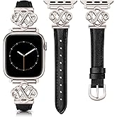Wearlizer Slim Leather Band Compatible with Apple Watch Bands Women 38/40/41/42/44/45/46/49mm, Fancy Dressy Designer Thin Strap with Celtic Knot for iWatch Series 11 10 9 8 7 6 5 4 3 SE/Ultra 3 2 1