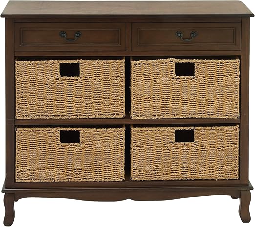 Amazon Com Deco 79 96379 Wood Seagrass Dresser 40 X 36 Brown