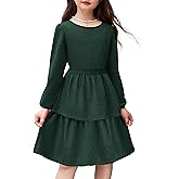 Arshiner Girls Dress Fall Sparkly Glitter Puff Sleeves Layer Party Dresses with Belt