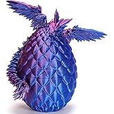HEZUJ 3D Printed Dragon Dinosaur Egg,Articulated Crystal Dragon Fidget Toys,Prefilled Easter Basket Stuffers Eggs Filled, for Boys Girls Christmas Valentines Day Gifts (Purple Flying Dragon)
